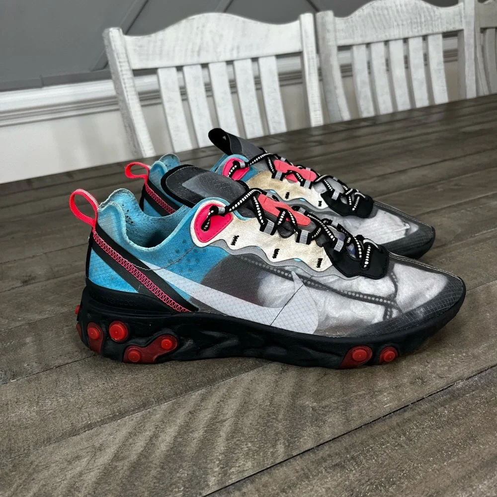Nike React Element 87 Red Solar Chill Blue Sz 10.5 - Picture 2 of 5